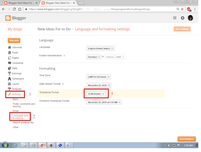 how to Change Timestamp format in Blogger