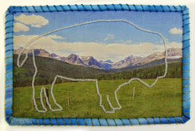 Robin Atkins, Travel Diary quilt, east entrance, Glacier National Park