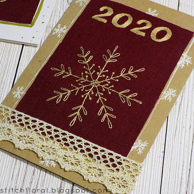 Winter hand embroidery postcards DIY