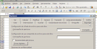 cuadernos Excel con contraseña