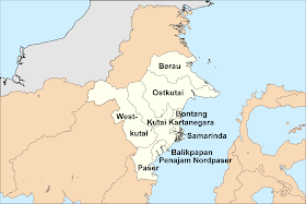 Peta letak Kabupaten dan Kota di Provinsi Kalimantan Timur