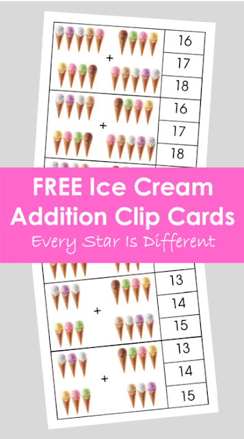 FREE Ice Cream Addition Clip Cards