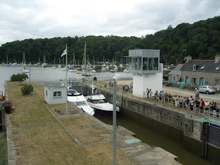 Boats waiting to leave the harbour lock