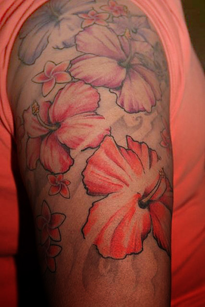 hawaiian flower. Red hawaiian flower tattoo