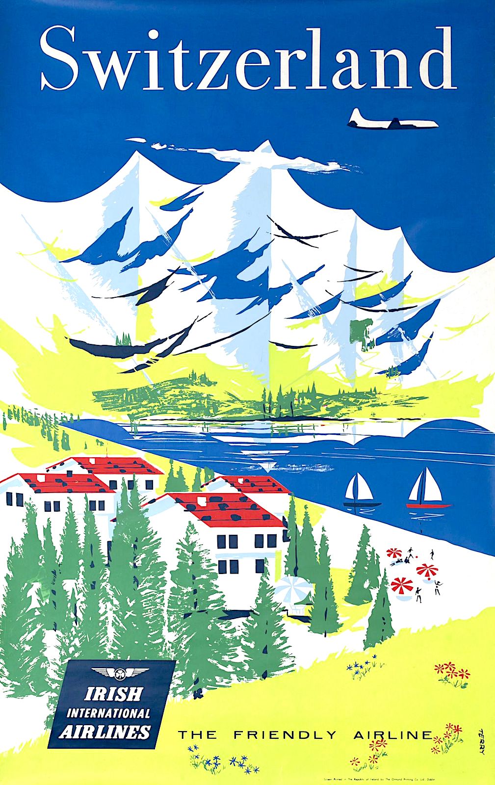 Irish International Airlines poster for Switzerland