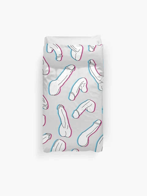 White penis pop art duvet cover