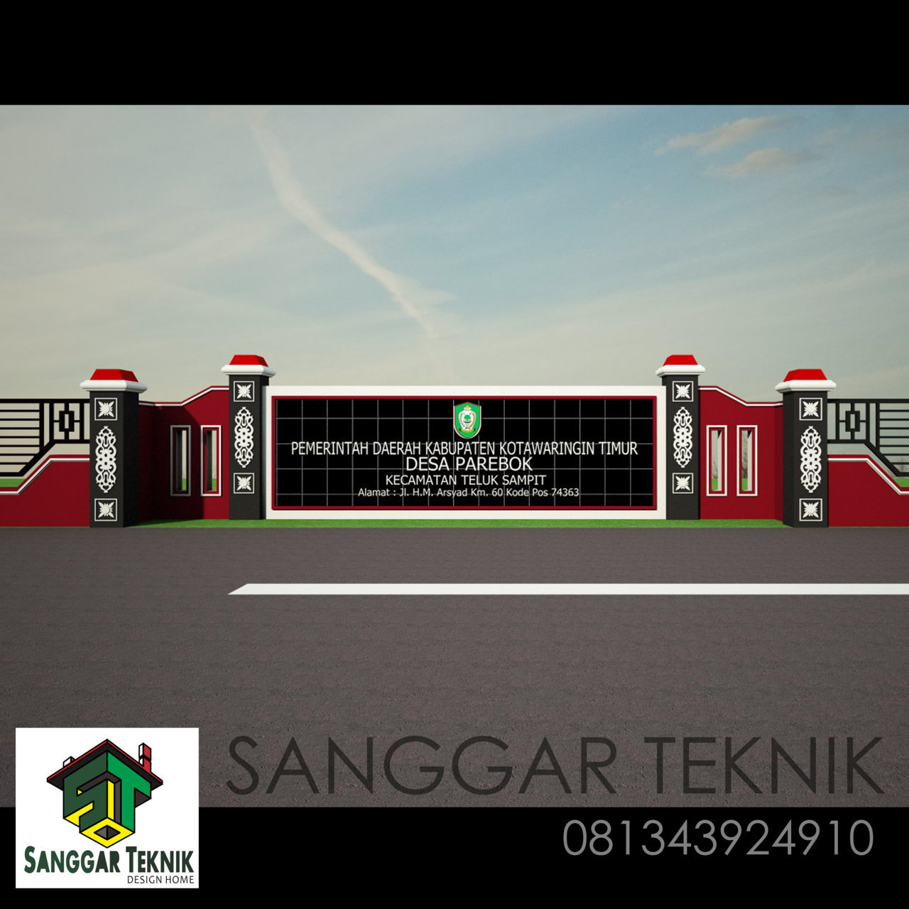 GAMBAR DESAIN PAGAR SEMI MINIMALIS AUTO CAD FILE SANGGAR TEKNIK