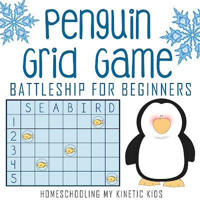 Penguin Grid Game for Early Elementary // Homeschooling My Kinetic Kids // math fun for everyone!