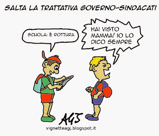 #labuonascuola, sindacati, satira , vignetta