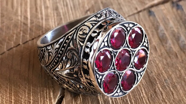 Multi-stoned vintage ruby ring