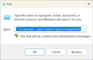 Windows Run - Open Steam in Small Mode