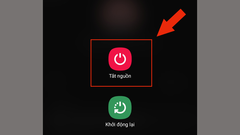 Nhấn vào biểu tượng tắt nguồn khoảng 3s