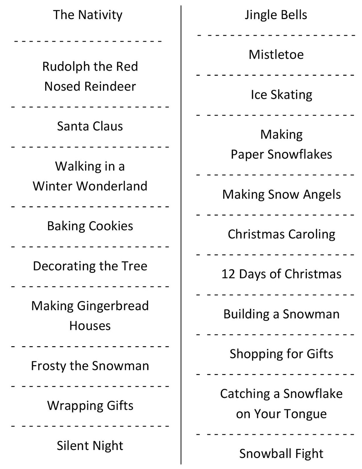 Christmas Charades Free Printable Party Game