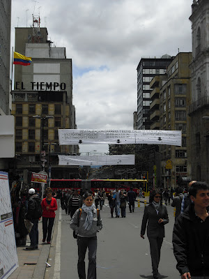 The newly pedestrianised Carrera Septima (7th Street) in down-town Bogotá