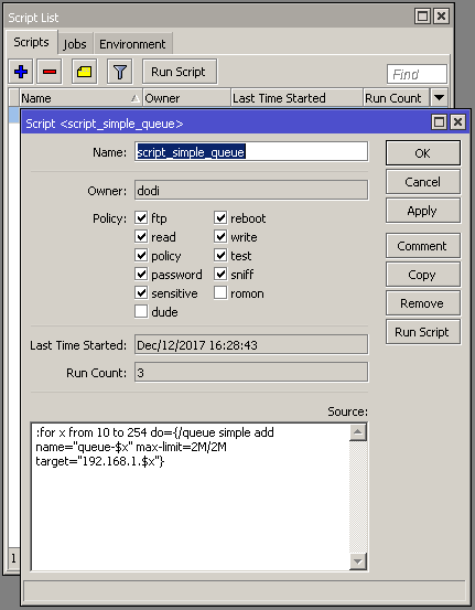 Cara Membuat Simple Queue Mikrotik Otomatis Menggunakan Script Cara Membuat Simple Queue Mikrotik Otomatis Menggunakan Script