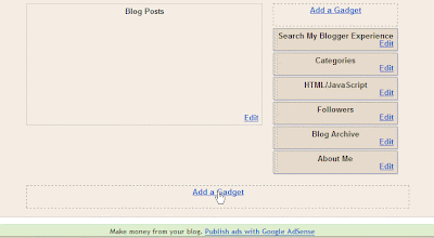 gadget at bottom of blogger layout