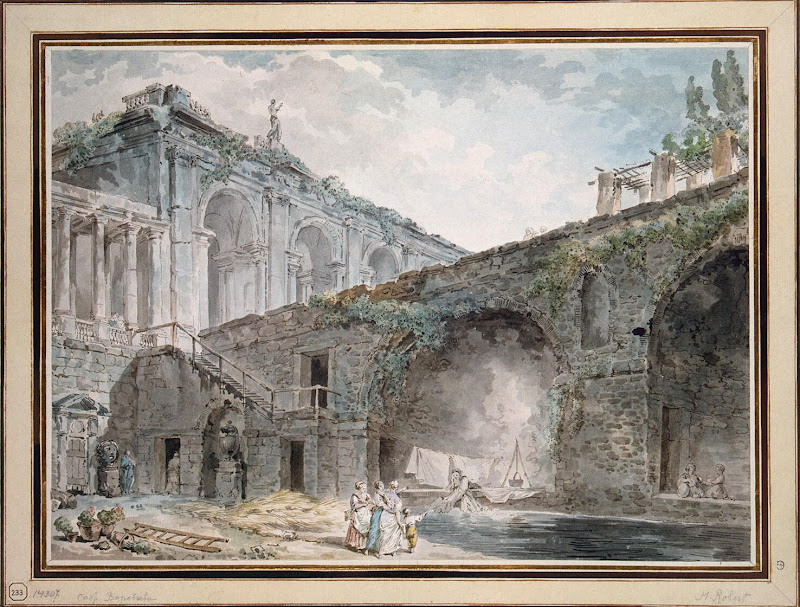 Villa Madama by Hubert Robert - Landscape Drawings from Hermitage Museum