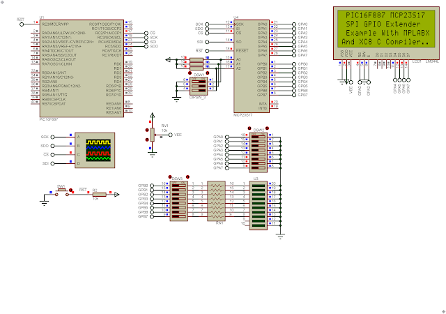 PIC16F887 SPI MCP23S17 and Character LCD XC8 Example