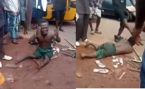 Dwarf beaten mercilessly over missing penis in Enugu (video)
