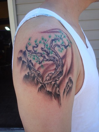 Cool Tree Japanese Tattoo on Arm