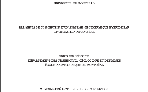  éléments de conception d’un système géothermique hybride par optimisation financière par henault benjamin