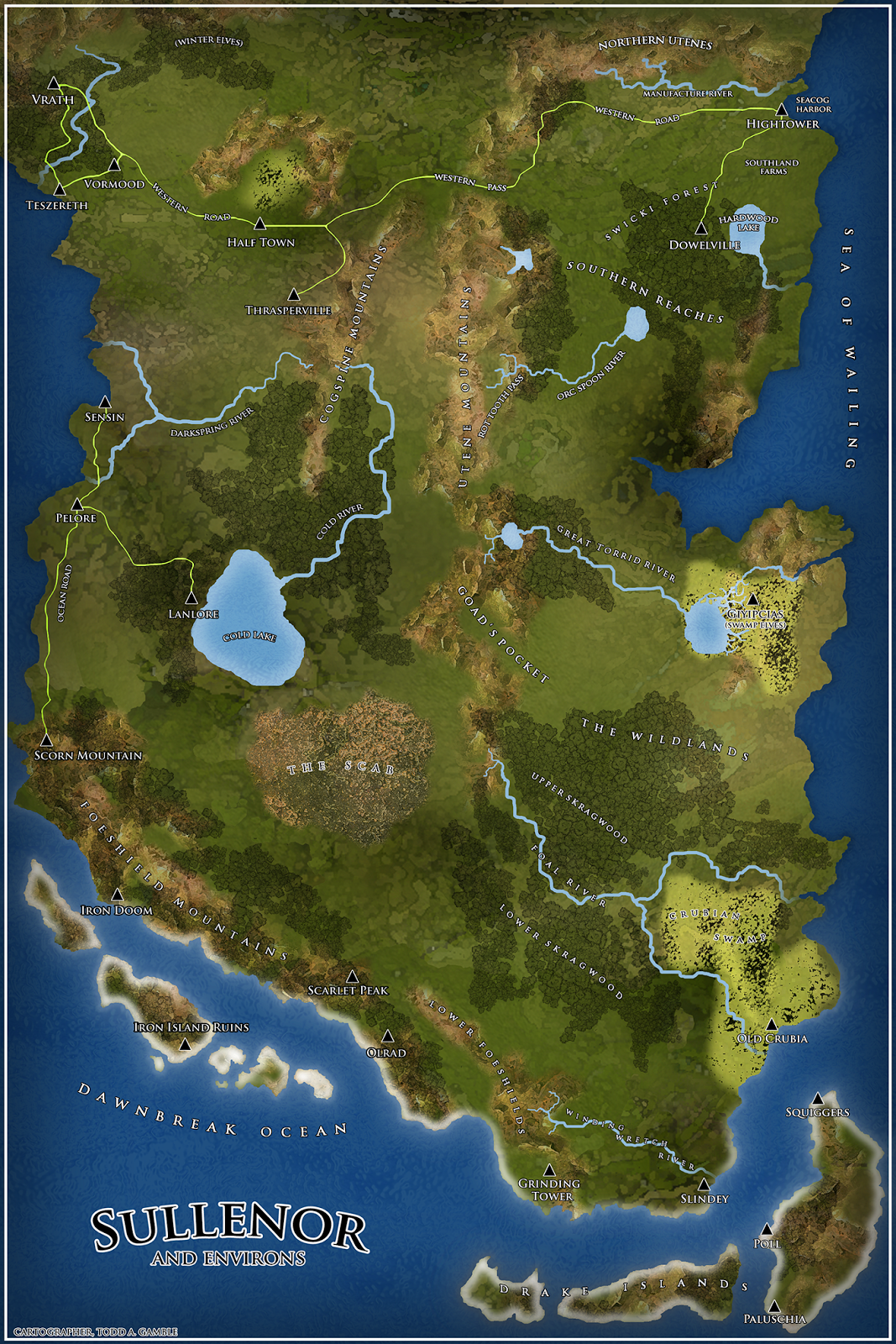 The Art of Todd Gamble: Fantasy Poster Map for Ragnarok Publications in