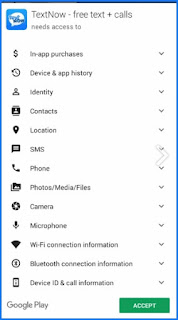 اذونات تحميل برنامج Textnow