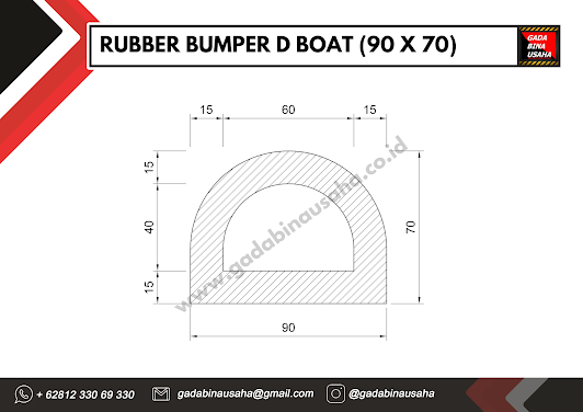Detail ukuran Rubber Bumper D Boat 90mm x 70mm