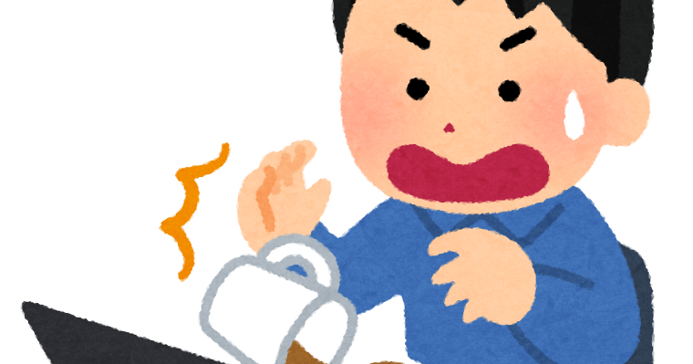 パソコンに飲み物をこぼす人のイラスト かわいいフリー素材集 いらすとや