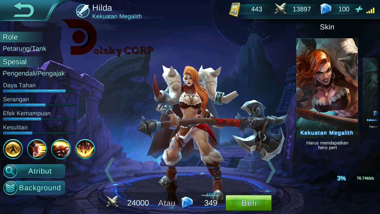Hero Hilda Kekuatan Megalith Attack Damage Build Set Up Gear