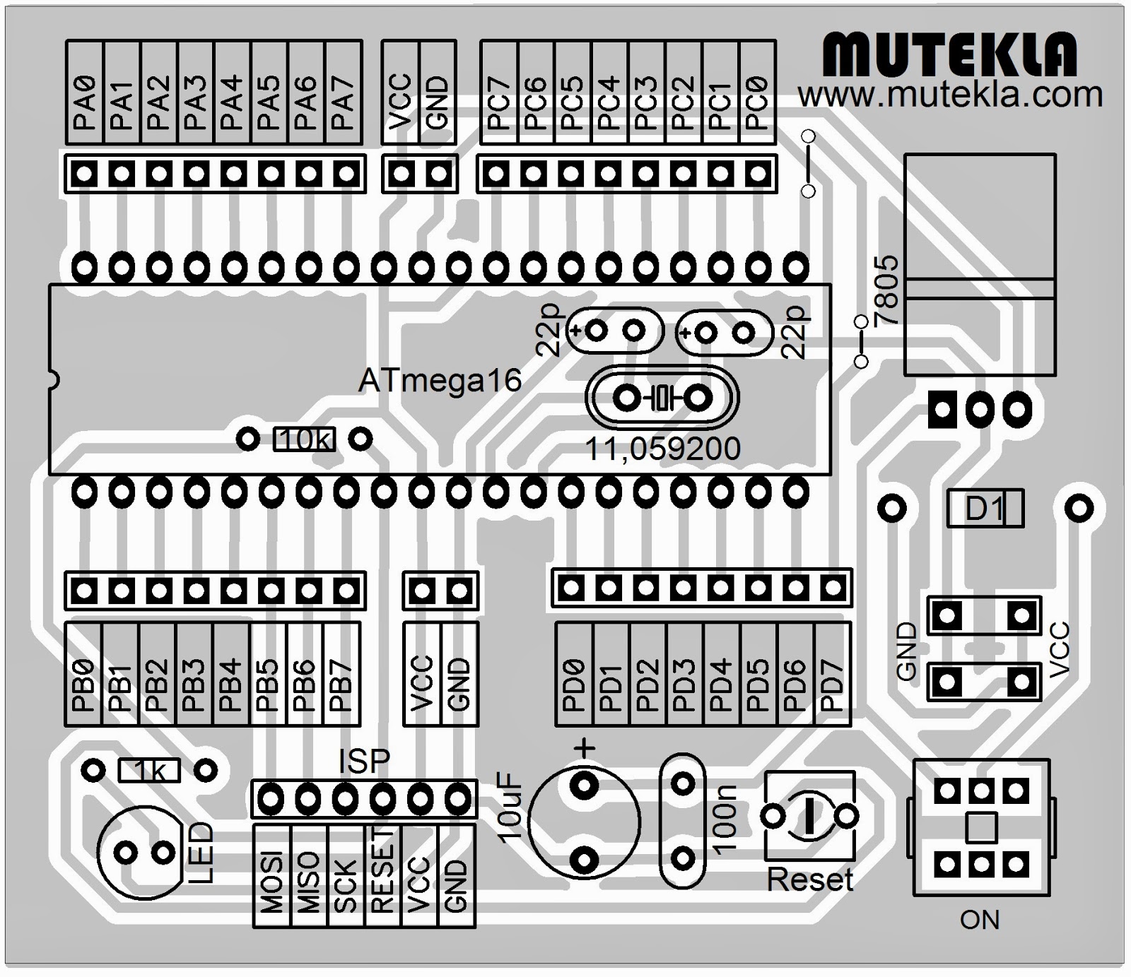  Desain  Minimum Sistem Microcontroller Atmega 16 Ala 