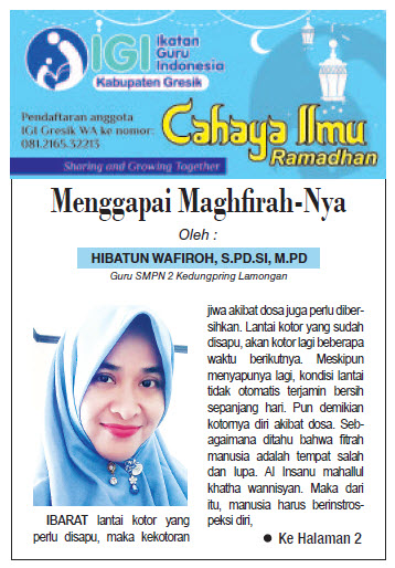 Tulisan Hari ke-15 Program Cahaya Ilmu Ramadhan tahun 2019 