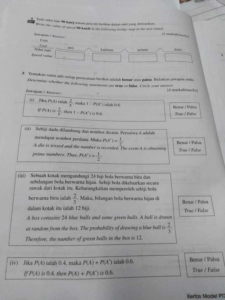 Format Baru Kertas Peperiksaan PT3 Matematik (2019 