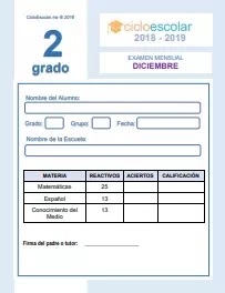 Examen del Bloque II Segundo grado 2018-2019