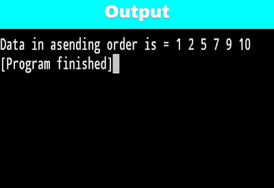 C program to print given data in ascending order