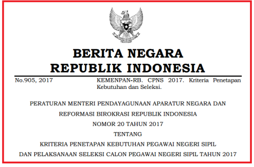 INFO PELAKSANAAN SELEKSI CPNS TAHUN 2017