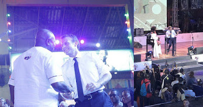 French president, Emmanuel Macron at the New Afrikan Shrine in Lagos