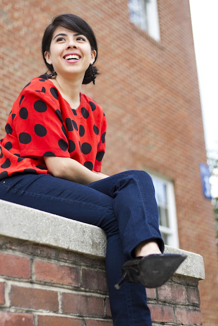 polka dot blouse