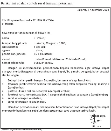 Mengidentifikasi Isi Dan Sistematika Surat Lamaran Pekerjaan Nangkring 