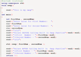 Built in swap function in c++ example code