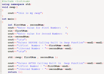 Built in swap function in c++ example code