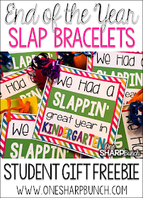Looking for a unique end of the year student gift?!  Get yourself some slap bracelets and grab these FREE tags to show your students that you all had a “Slappin’ Great Year!”  They are sure to be a HUGE hit!