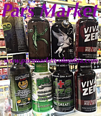 Selection of all Kratom Shots at Pars Market Columbia Maryland 21045