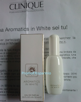 Logo In consegna campioni omaggio Aromatics in White di Clinique