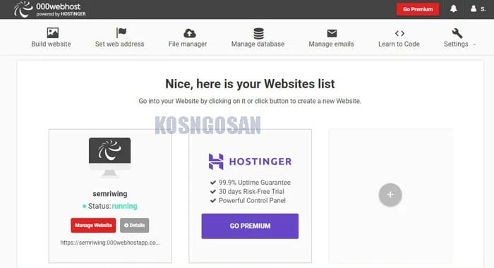 dashboard 000webhost