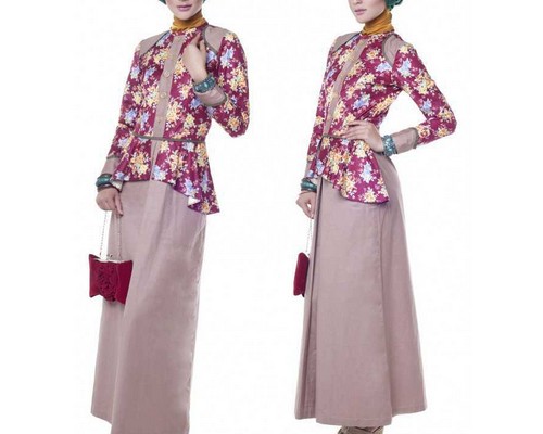 Model baju batik kombinasi terbaru polos kebaya brokat 