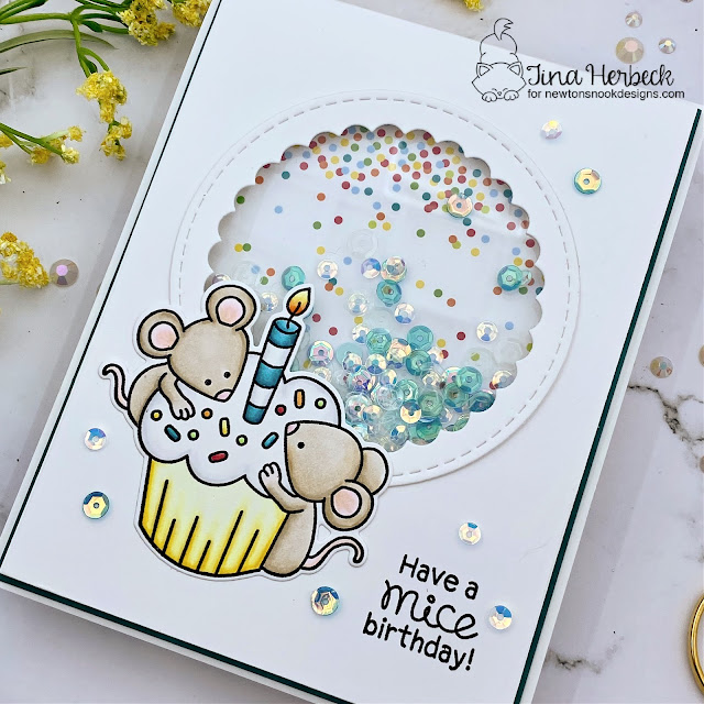 Mice Birthday Card by Tina Herbeck | Birthday Mice Stamp Set, Birthday Party Paper Pad and Circle Frames Die Set by Newton's Nook Designs #newtonsnook #handmade