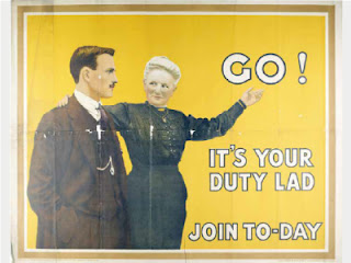 A First World War recruitment poster with the words 'Go! It's your duty lad'