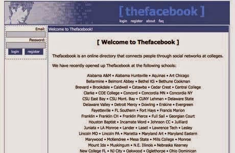 Tampilan Facebook pada saat pertama kali dirilis