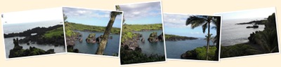View Black lava sand beach